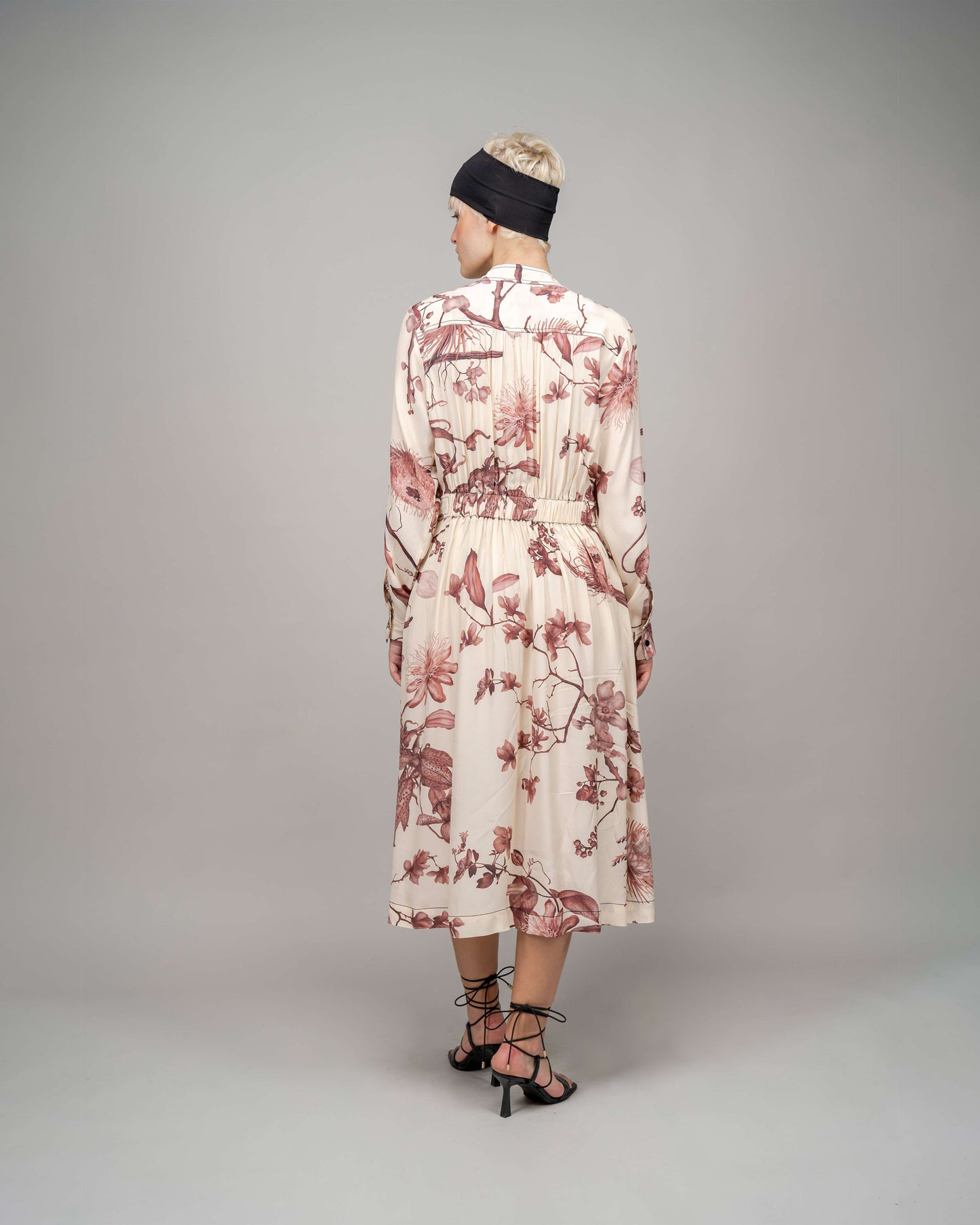 Garden Print Wrap Dress In Apricot