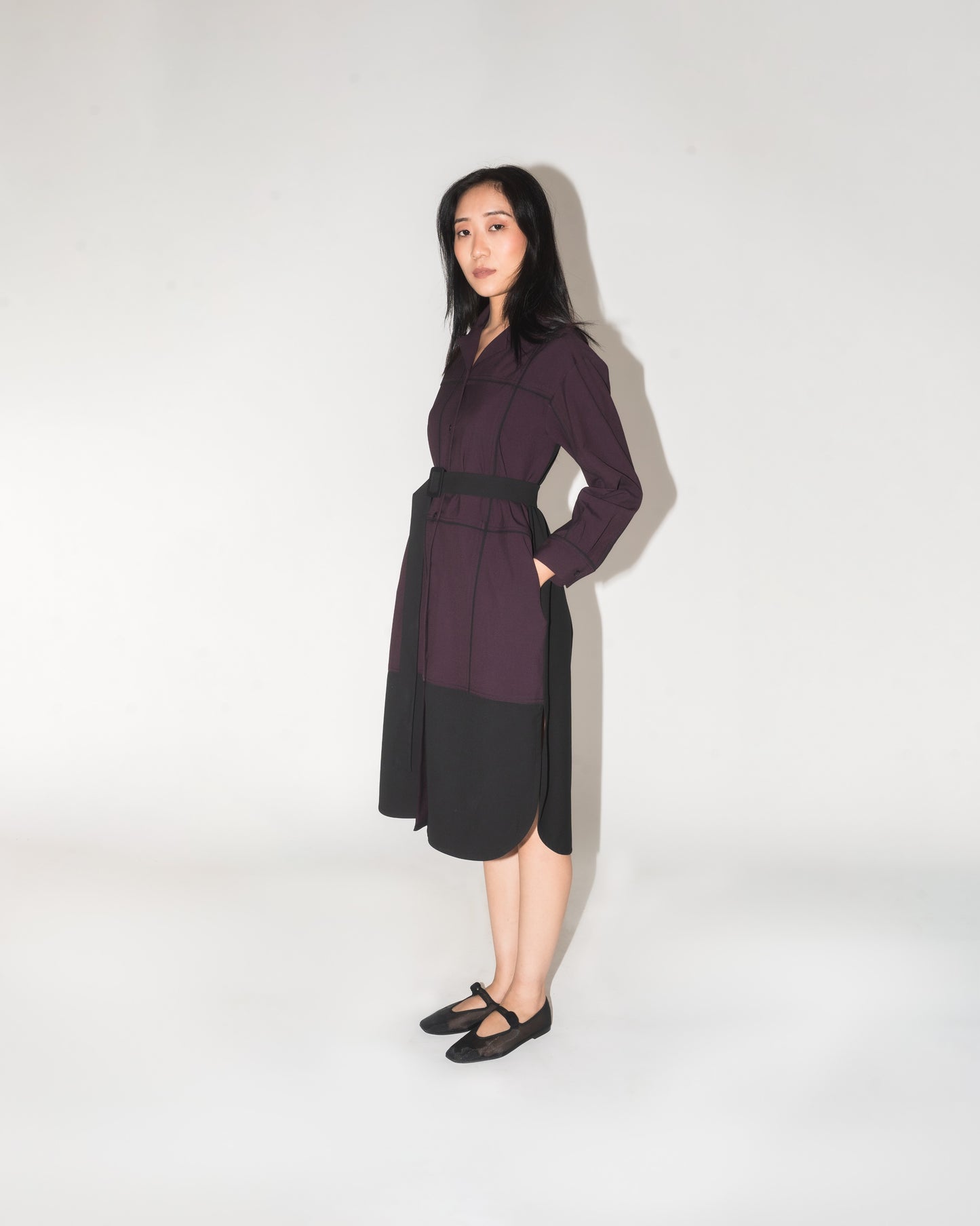 Broken Fence Suit Shirt Dress - Leh Studios
