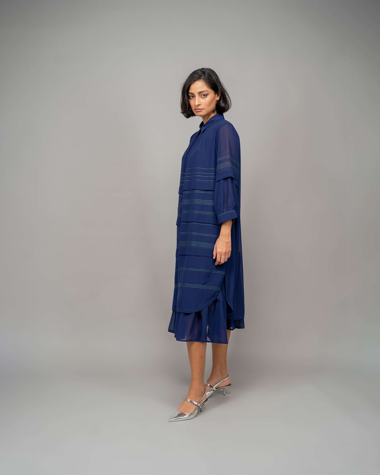 Pleated Fence Double Layer Dress - Leh Studios