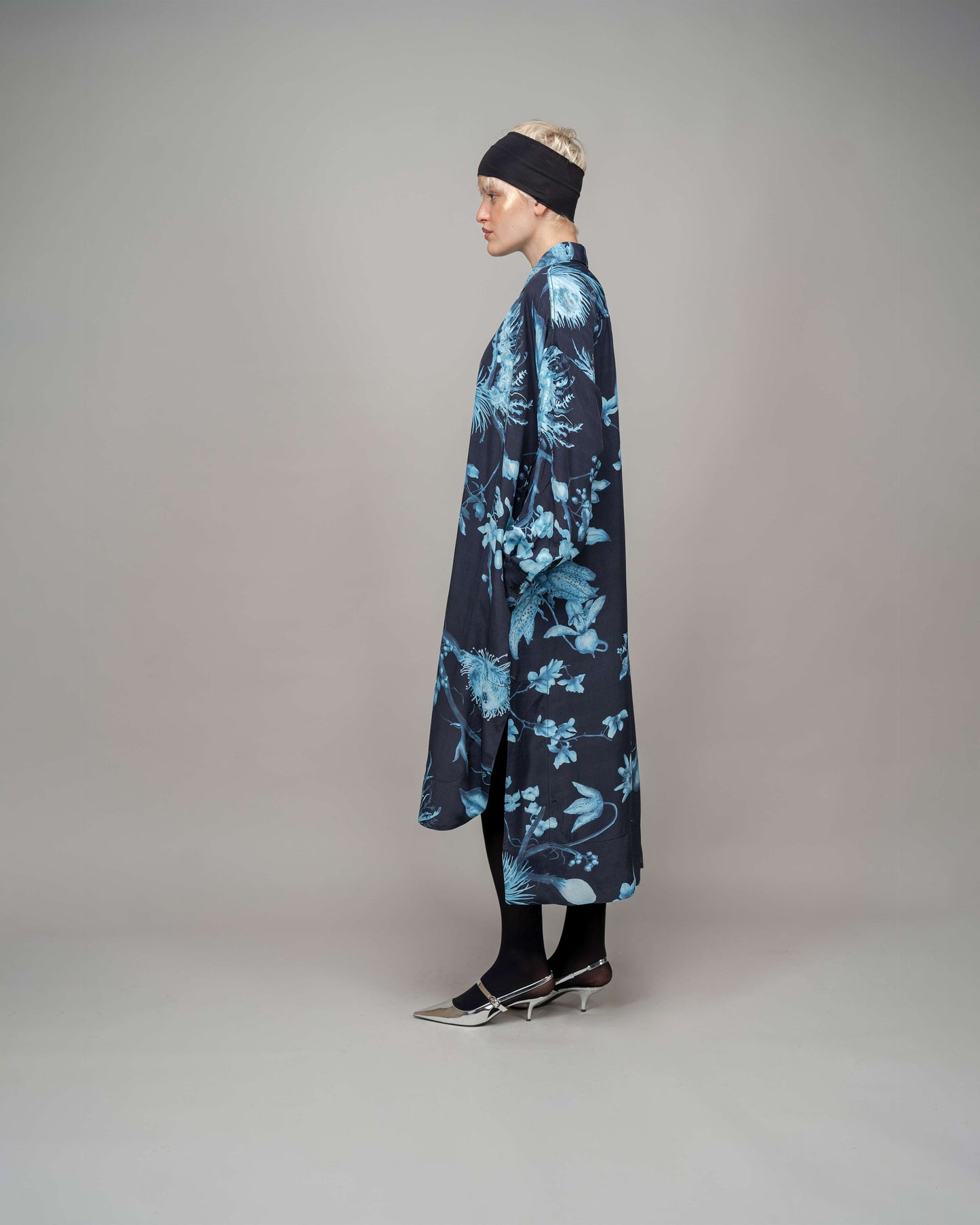 Garden Print High Low Shirt Dress In Aurora Borealis - Leh Studios