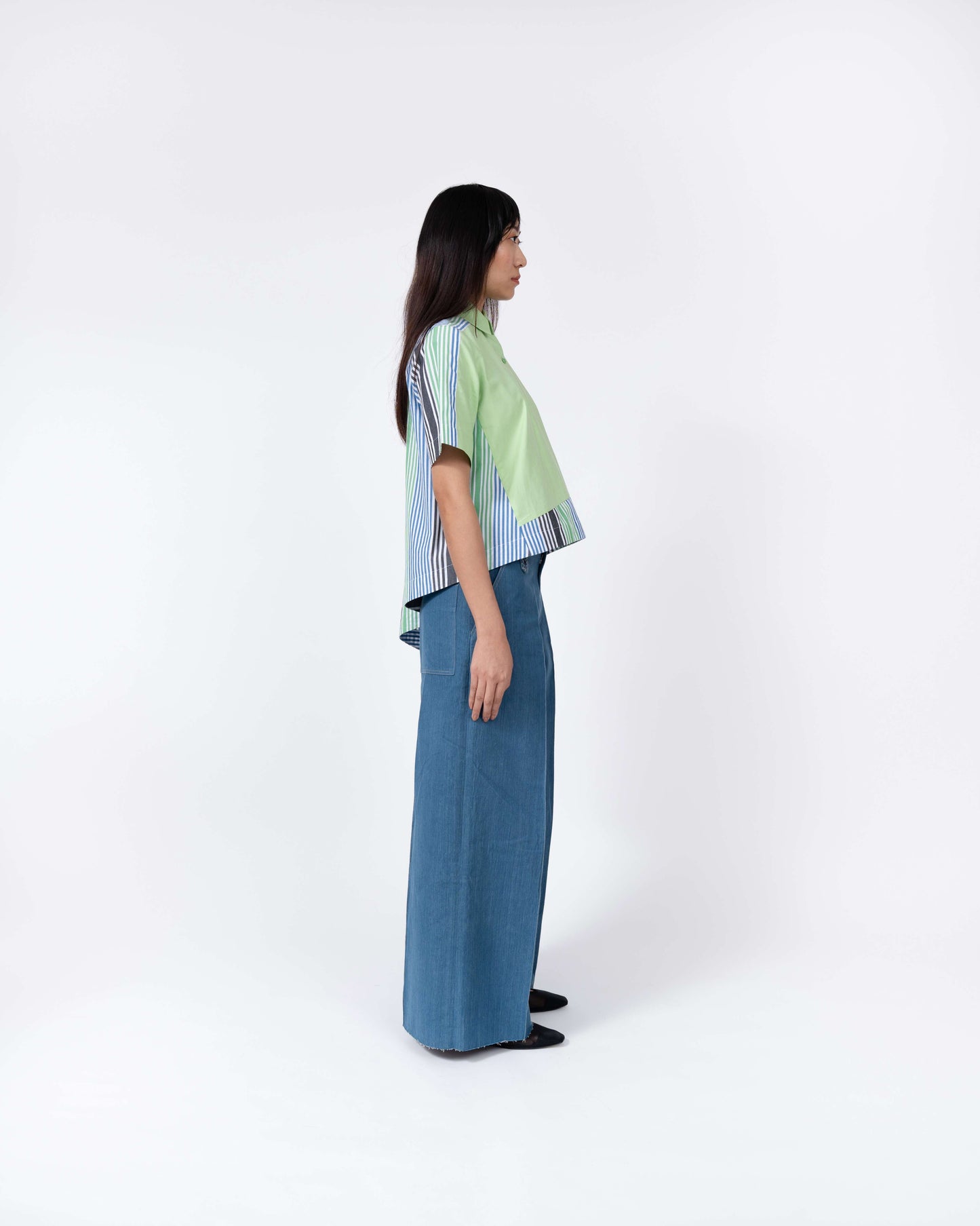 Multi Stripe Slant Tee - Leh Studios