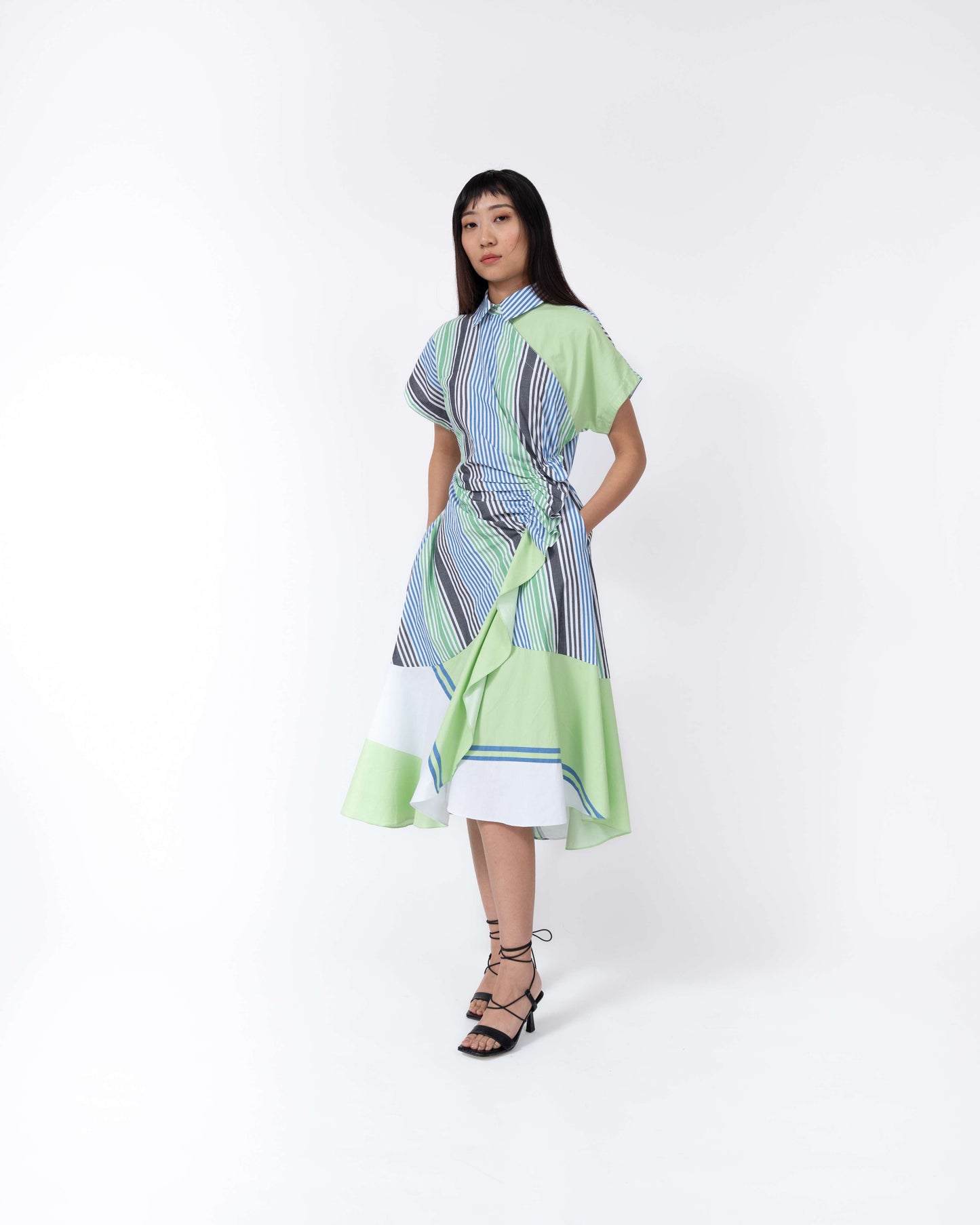 Multi Stripe Scrunch Dress - Leh Studios