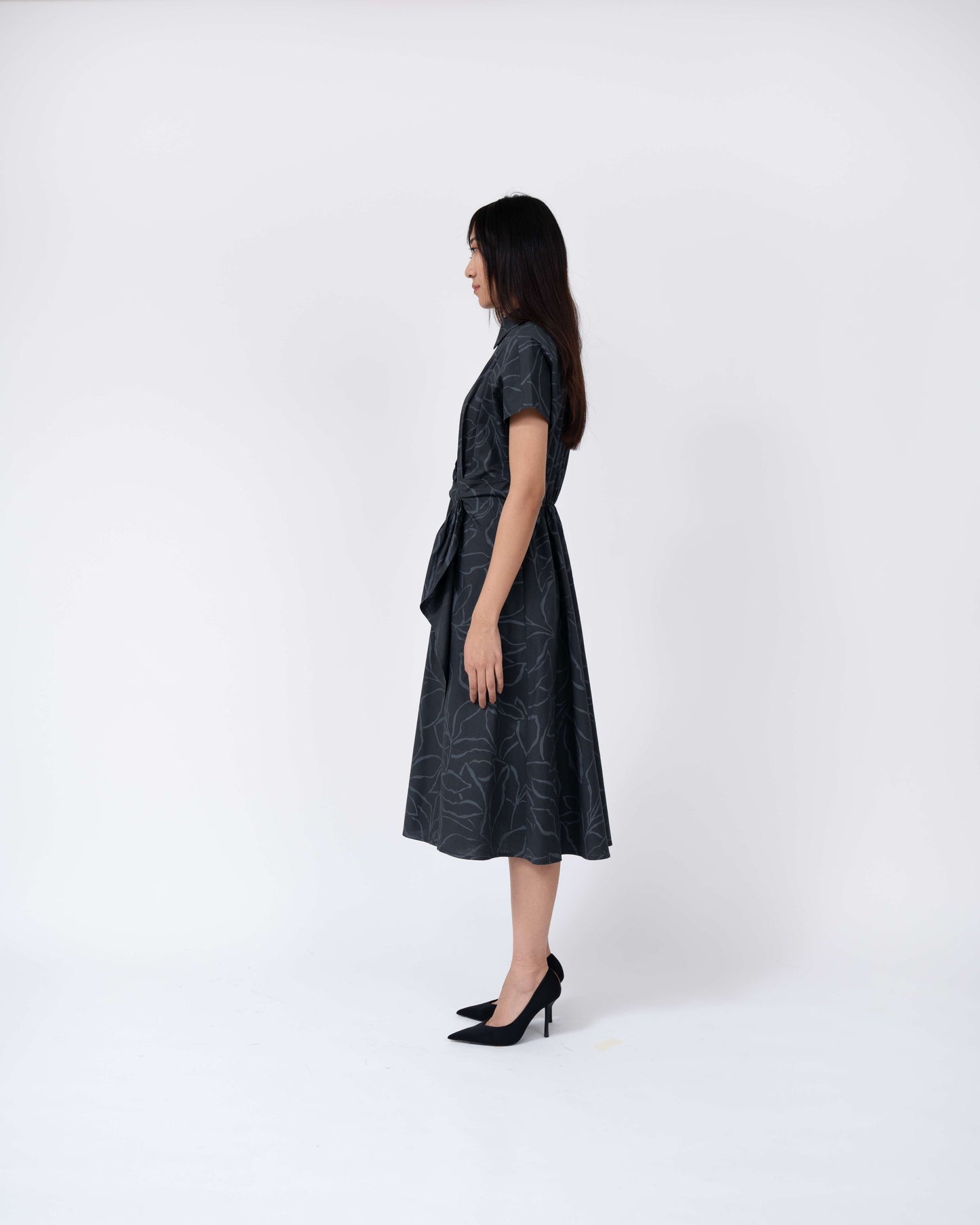Abstract Leaf Print Wrap Dress