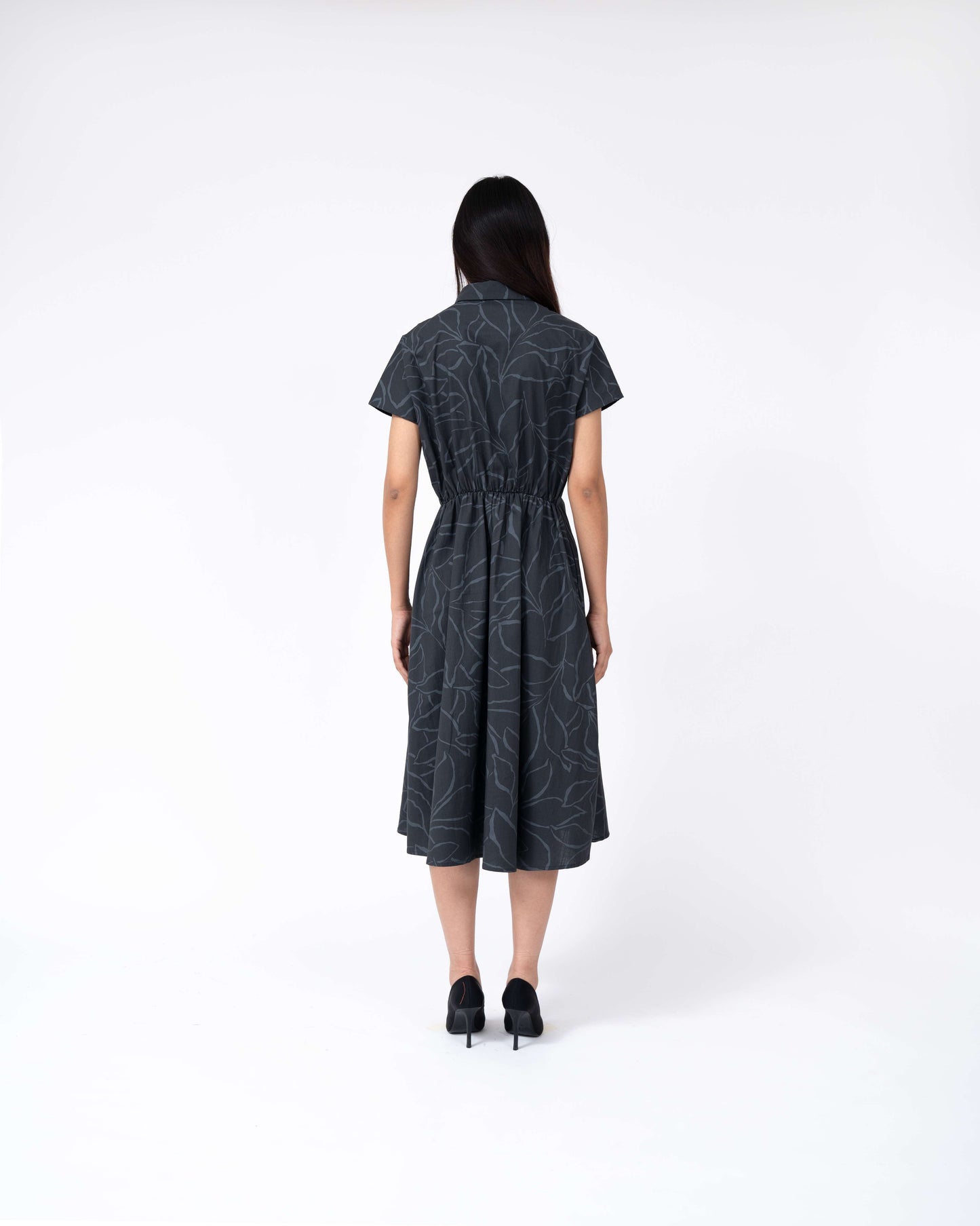 Abstract Leaf Print Wrap Dress