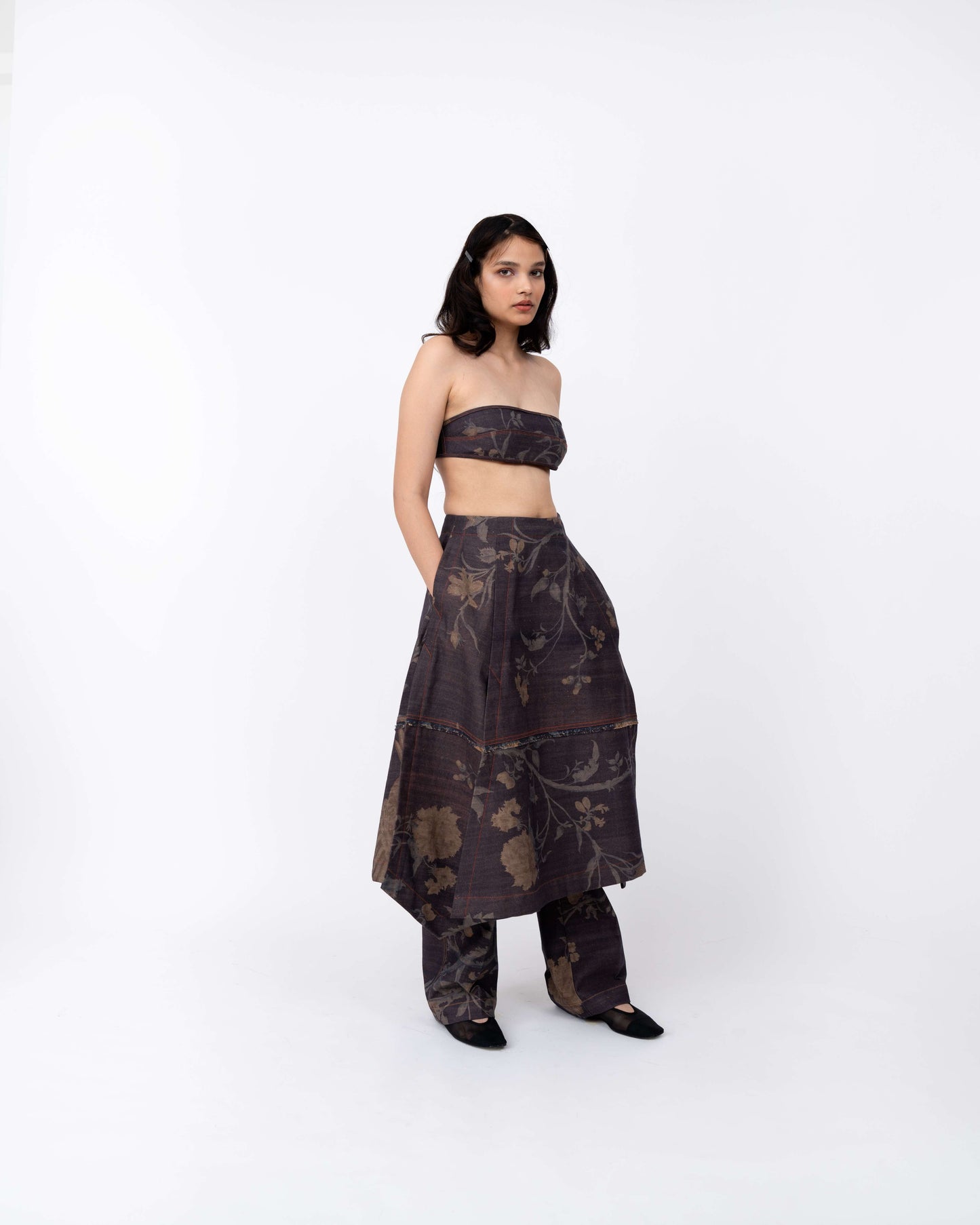 Summer Chints Denim Bralet - Leh Studios