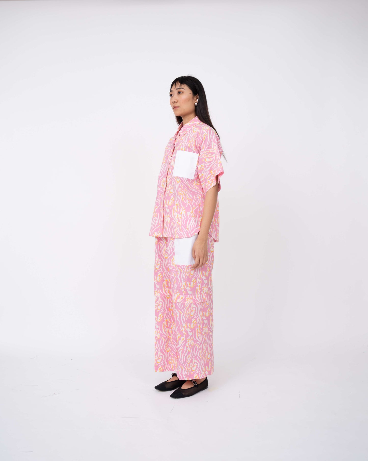 Pink Wave Print Shell Shirt - Leh Studios