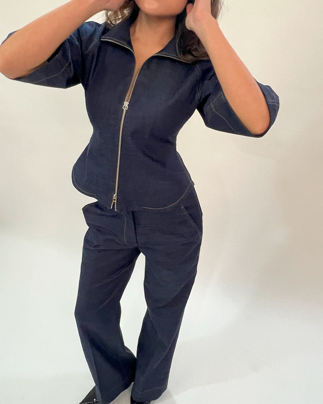 Flared Denim Pants - Leh Studios