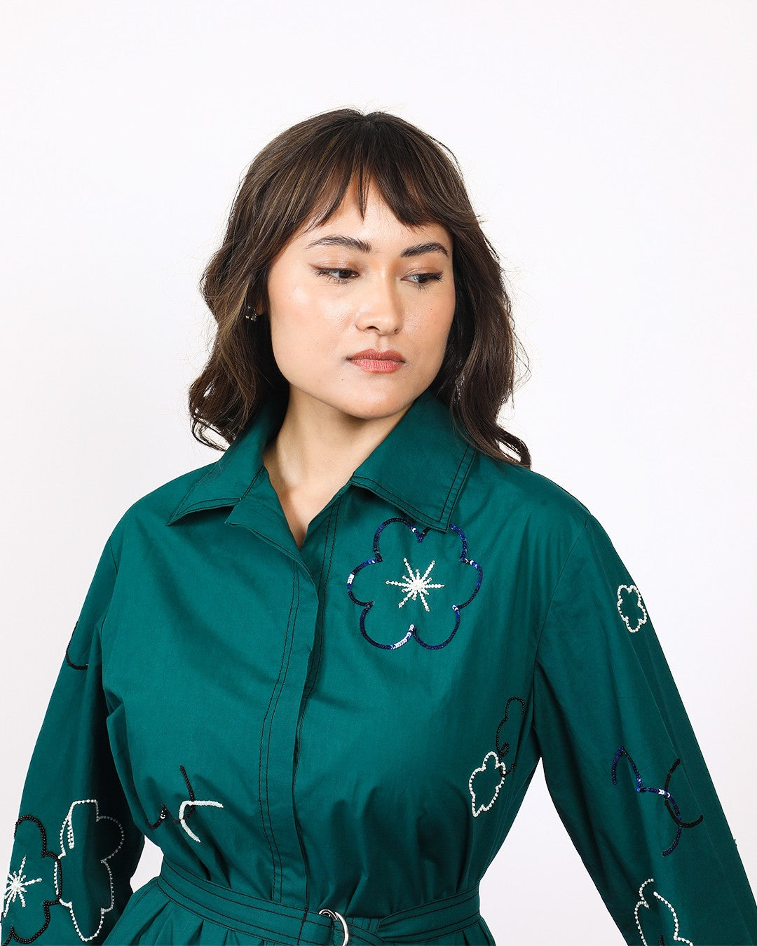 Ditsy Embroidered Fence Shirt - Leh Studios