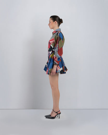 Mosaic Bubble Hem Dress