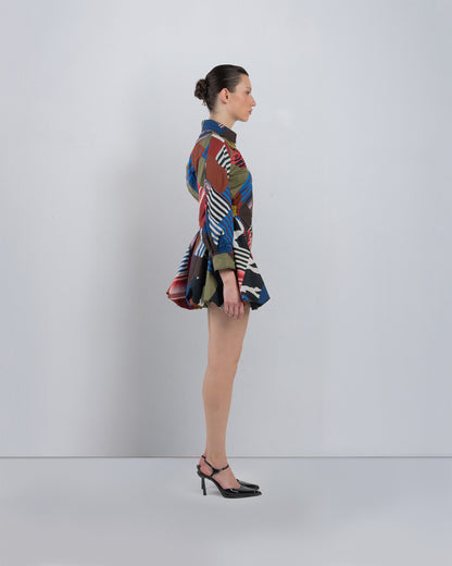 Mosaic Bubble Hem Dress
