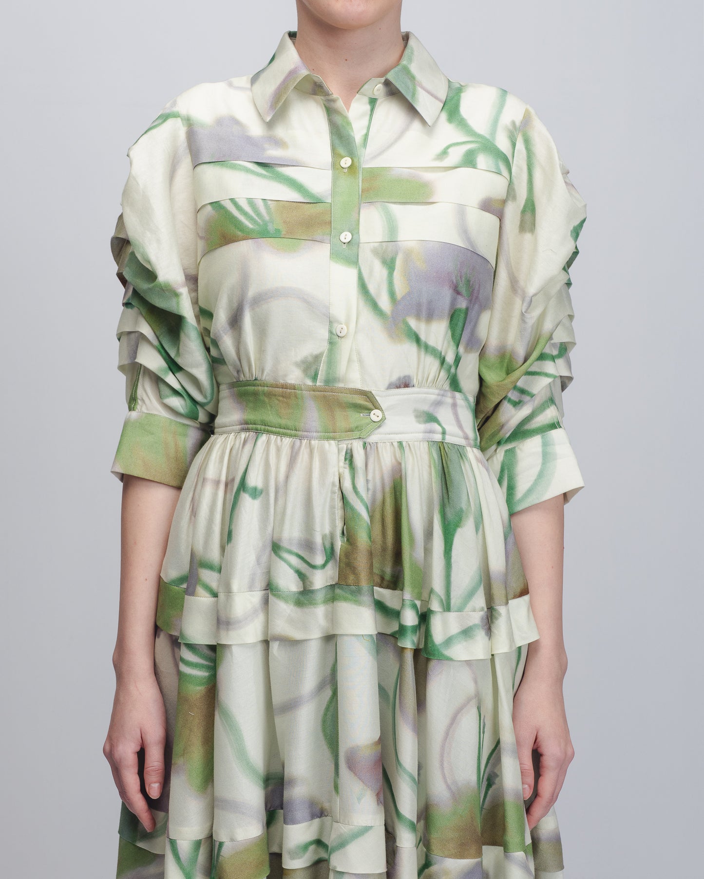 Paron Print Pleated Dress