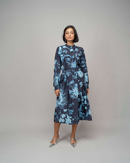 Garden Print Wrap Dress In Aourora Borealis