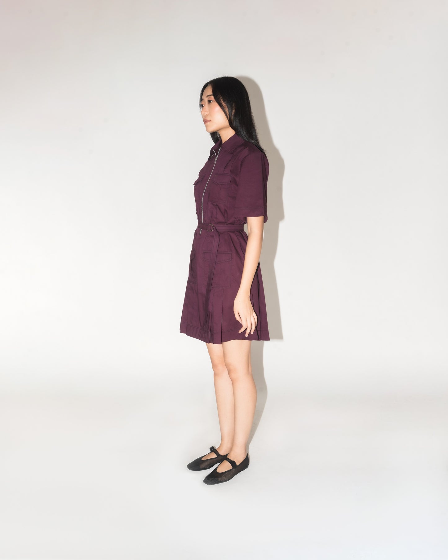 Pleated Safari Mini Dress