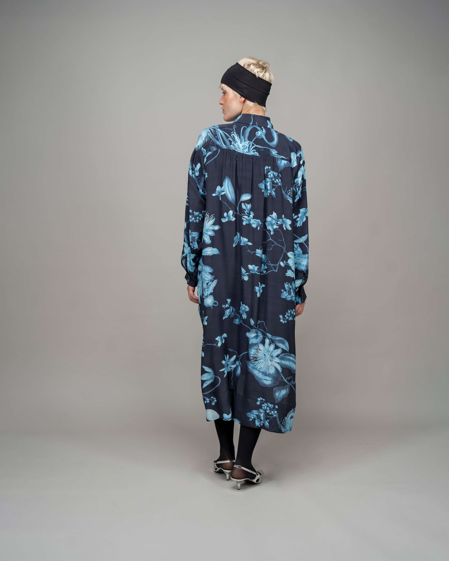 Garden Print High Low Shirt Dress In Aurora Borealis