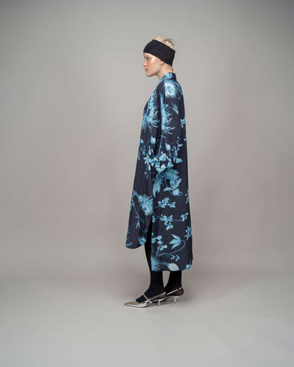 Garden Print High Low Shirt Dress In Aurora Borealis