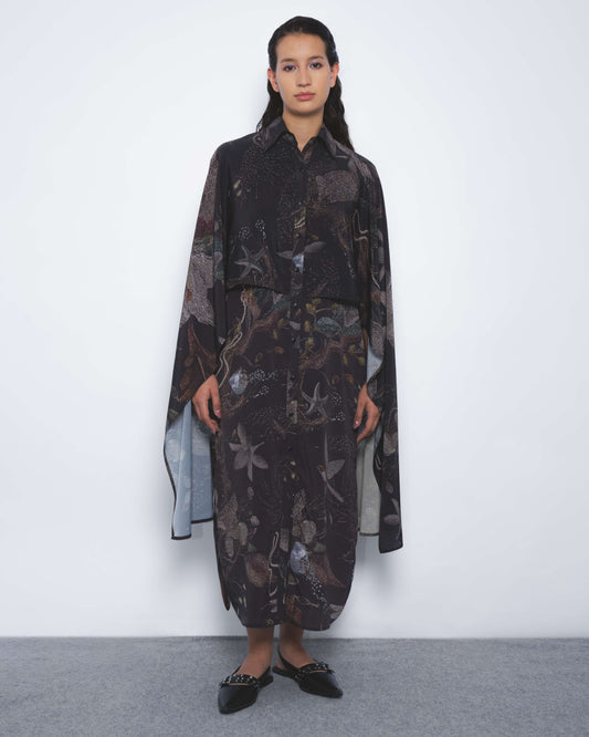 Manto Shirt Dress in Silva Print - Leh Studios