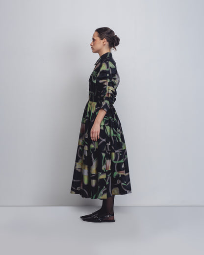 Paron Print Pleated Dress