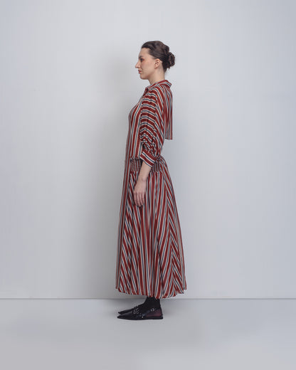 Contemporary fit-and-flare dress celebrating traditional craftsmanship | Conscious slow fashion design