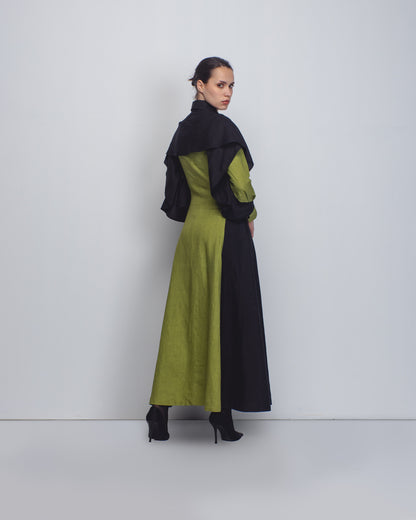 Contemporary fit-and-flare evening dress combining traditional craftsmanship with conscious design | Leh Studios