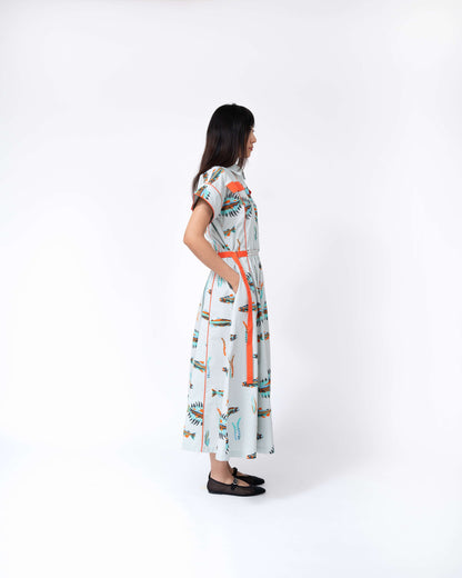 Scale Fish Print Tong Dress