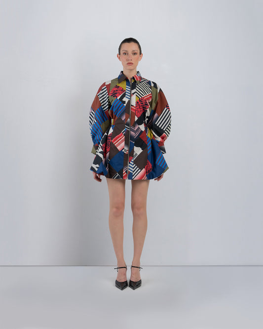 Mosaic Bubble Hem Dress