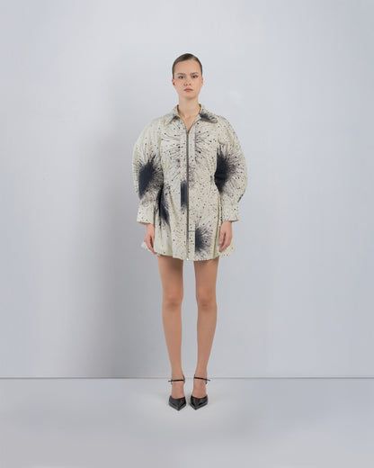 Bubble Hem Dress in Splatter Print