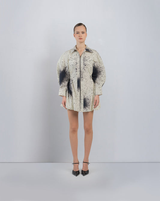 Bubble Hem Dress in Splatter Print