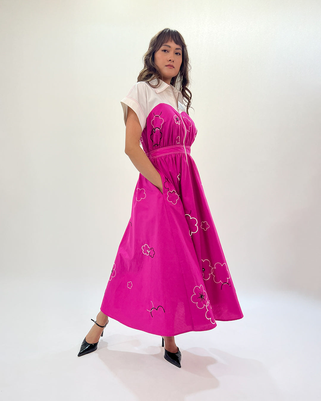 Ditsy Cup Zip Dress