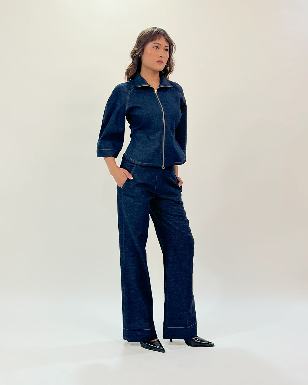 Flared Denim Pants