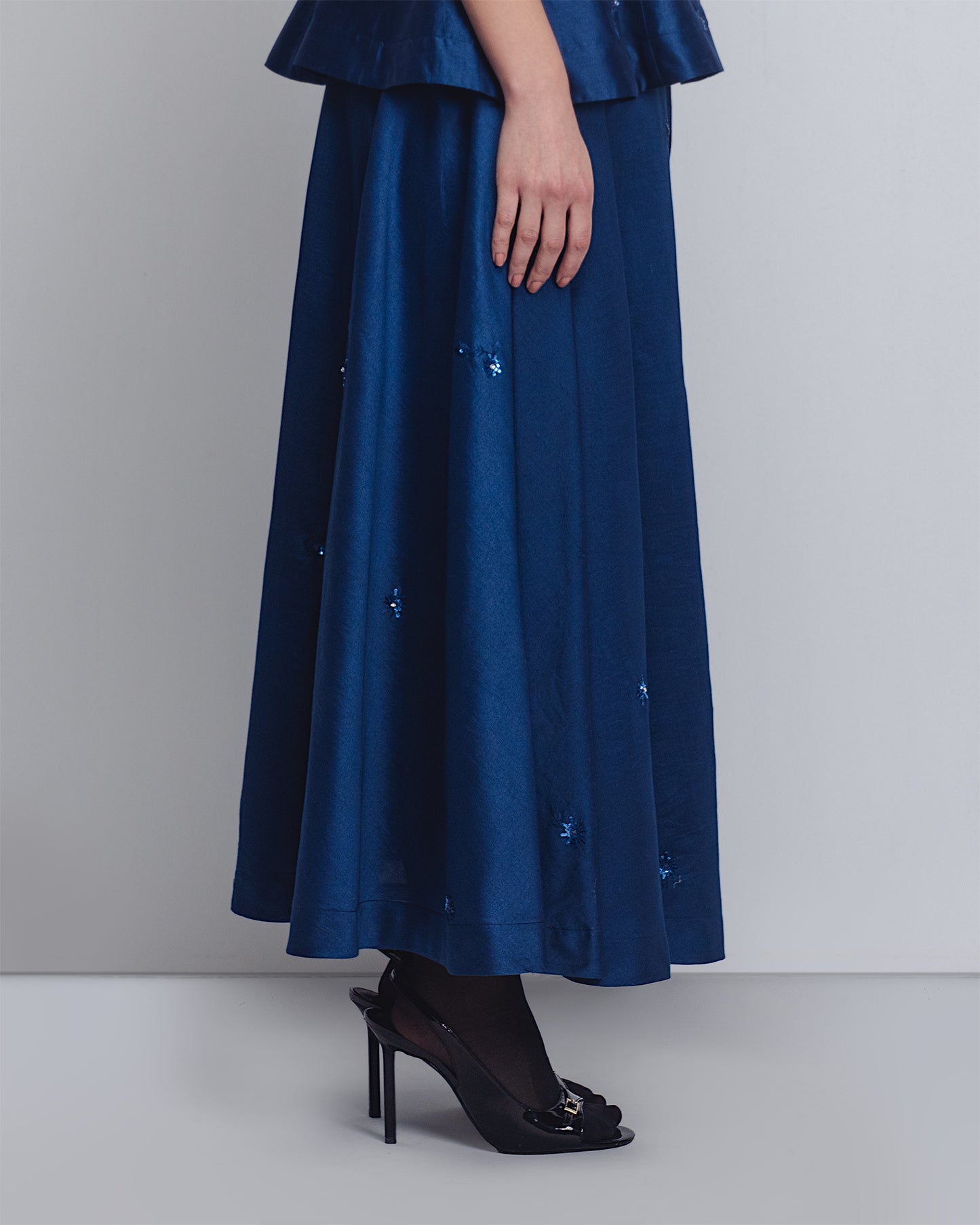 Navy maxi dress with zip detail | Handcrafted sustainable fashion | Made-to-order in 15 days – Leh Studios